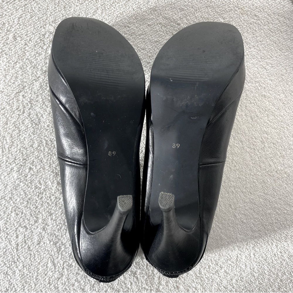 Roberto Vianni Blk Leather Round Toe Platform Heels 39 Corporate Siren Mob Wife - Picture 7 of 14
